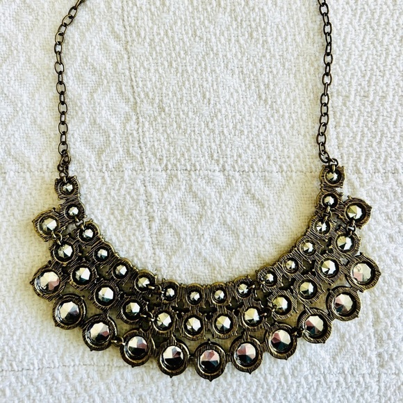 Necklace Crystal Triple Row Clear Smokey and Amber Adjustable Length Statement - Picture 11 of 11